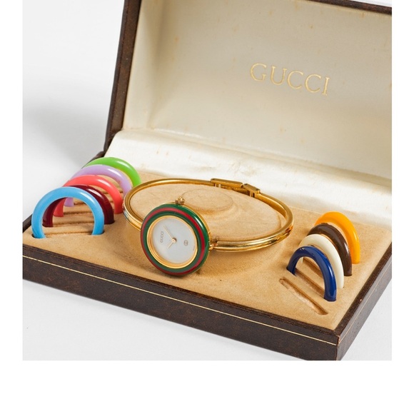 Gucci Accessories - Gucci Vintage Gold Watch with Multi Interchangeable Bezels